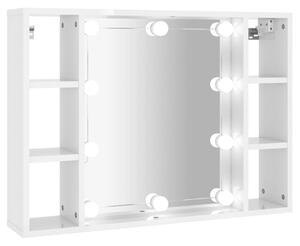 Mobile a Specchio con LED Bianco Lucido 76x15x55 cm