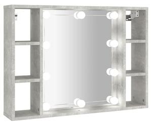Mobile a Specchio con LED Grigio Cemento 76x15x55 cm