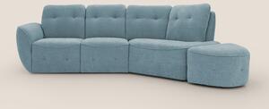 Cerbero divano angolare con pouf mobile in morbido bouclé impermeabile