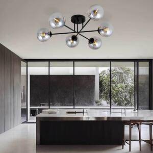 Lampadario Roma 6 Nero con sfere Grafite E14 da soffitto