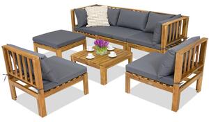 Mobili da giardino Brunei Coffee 5 + 1 pouf Garden Point in acacia