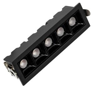 Faro LED Incasso 12W Nero Rettangolare Foro 140x35mm CRI92 Colore Bianco Caldo 3.000K