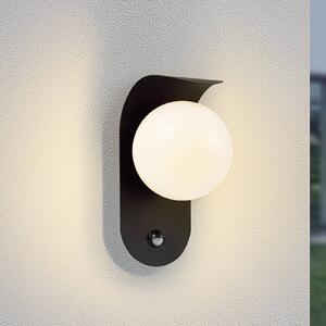 Lindby Applique da esterno a LED Lacie, sensore, nero/bianco