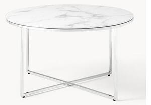 Tavolino rotondo da salotto con piano in vetro effetto marmo Antigua