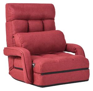 Costway Divano letto in tessuto regolabile in 5 livelli con braccioli e cuscino pieghevole da terra, 173x67x12cm Rosso