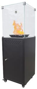Stufa da Esterno a Gas GPL Effetto Camino 131,6x43,4x43,4 cm 7,3 kW in Acciaio Italkero Etna Nera