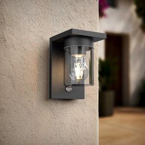 Applique Nera IP54 con Base E27 e Sensore di Movimento - Serie RIGA