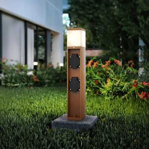 Paletto da Giardino Rettangolare Doppia Presa Corrente 40cm G9 - Corten