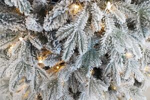 Albero di Natale Artificiale Innevato 210 cm 54 Rami con 500 LED Pino della Maiella Verde