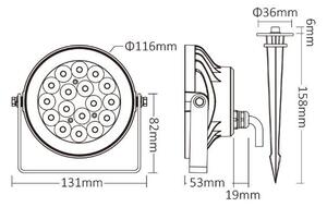 Faro LED 9W RGB+CCT IP66 da Telecomando con Picchetto e Staffa Colore RGB+CCT