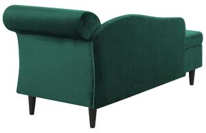 Chaise longue rivestimento in velluto verde con contenitore a versione destra con cuscino Beliani