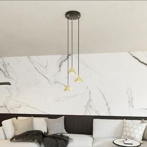 Lampadario a Sospensione in Acciaio ELIT 3 PREMIUM Nero e Oro 3xGX53