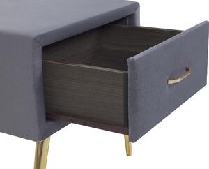 Comodino con rivestimento in velluto grigio Comodino con 1 cassetto Mobili per camera da letto dal design minimalista Beliani