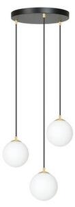 Lampadario a sospensione in Acciaio ROYAL 3 Nero/Bianco e Oro 3xE14