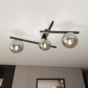 Lampadario da Soffitto in Acciaio e Vetro SMART 3 Nero 3xE14