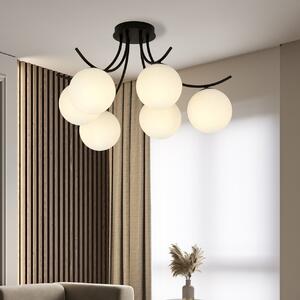Lampadario da Soffitto in Acciaio e Vetro BOSTON 6 Nero 6xE14