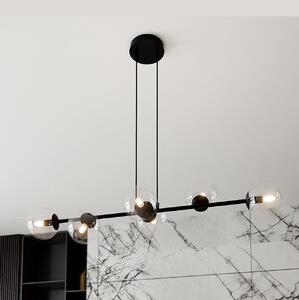 Lampadario a Sospensione in Acciaio e Vetro ROSSI 6 Nero 6xE14
