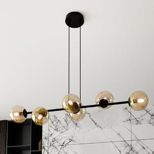 Lampadario a Sospensione in Acciaio e Vetro ROSSI 6 Nero 6xE14
