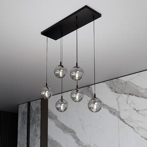 Lampadario a Sospensione in Acciaio e Vetro COSMO 6 Nero 6xE14