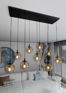 Lampadario a Sospensione in Acciaio e Vetro COSMO 9 Nero 9xE14