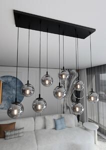 Lampadario a Sospensione in Acciaio e Vetro COSMO 9 Nero 9xE14