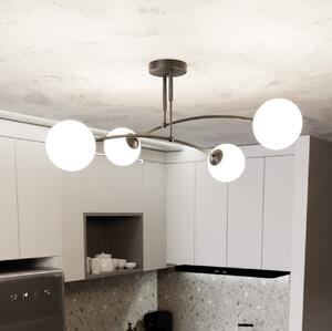 Lampadario a Sospensione in Acciaio e Vetro PREGOS 4 Nero/Bianco 4xE14
