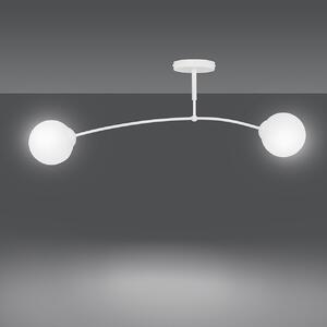 Lampadario a Sospensione in Acciaio e Vetro PREGOS 2 Nero/Bianco 2xE14