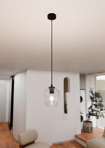 Lampadario a Sospensione in Acciaio e Vetro ISTAR Nero E27