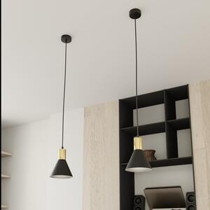 Lampada a sospensione in acciaio ROSA 1 nero/bianco e oro E14