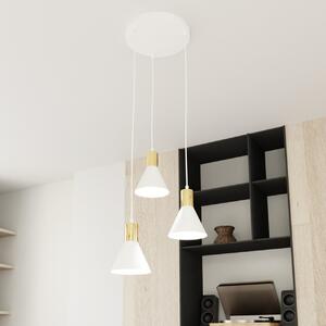 Lampada a sospensione in acciaio ROSA 3 nero/bianco e oro 3xE14