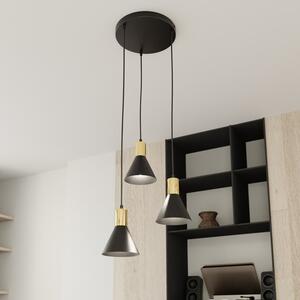 Lampada a sospensione in acciaio ROSA 3 nero/bianco e oro 3xE14