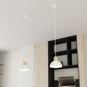 Lampada a sospensione in acciaio e legno SECO 1 E27 bianco