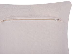 Set di 2 cuscini in vera pelle e cotone beige motivo patchwork ideale per interni Beliani