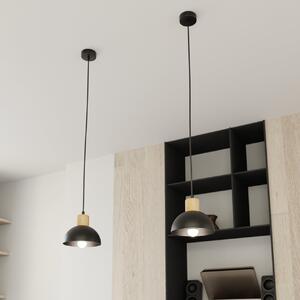Lampada a Sospensione in Acciaio e Legno SECO 1 E27 Nero