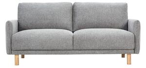 Divano design 3 posti in tessuto effetto velluto grigio testurizzato e legno chiaro BONO