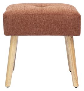 Sgabello basso in tessuto effetto velluto testurizzato terra bruciata e legno chiaro massiccio H46 cm GUESTA