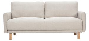 Divano design 3 posti in tessuto effetto velluto testurizzato beige e legno chiaro BONO