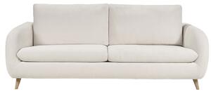Divano letto 3-4 posti in tessuto effetto velluto beige con materasso 10 cm LEANDRE