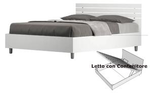 Letto Matrimoniale alla Francese con Contenitore, Modello ANKEL Dimensioni 140x200 cm Stile Minimal TESTA DRITTA Colore Bianco Frassino