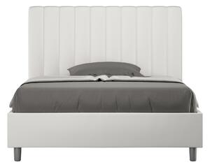 Letto Matrimoniale alla Francese AGUEDA In Similpelle Dimensioni 140x210 cm giroletto imbottito effetto trapuntato colore bianco