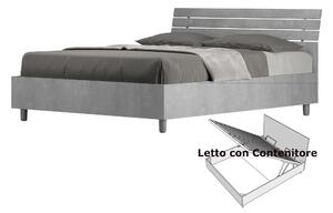 Letto Matrimoniale alla Francese con Contenitore, Modello ANKEL Dimensioni 140x200 cm Stile Minimal TESTA INCLINATA Colore Cemento