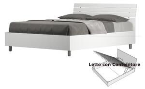 Letto Matrimoniale alla Francese con Contenitore, Modello ANKEL Dimensioni 140x200 cm Stile Minimal TESTA INCLINATA Colore Bianco Frassino