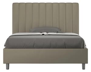Letto Matrimoniale alla Francese AGUEDA In Similpelle Dimensioni 140x210 cm giroletto imbottito effetto trapuntato colore Cappuccino