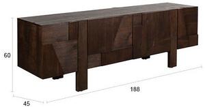 Mobile TV colore naturale scuro in legno massiccio 188x60x45 cm Bruneau – Dutchbone