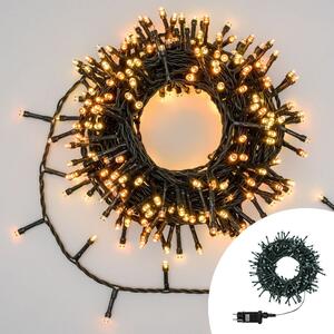 Catena di luci 21 metri da 360 Led Bianco Caldo e Giallo con cavo verde con telecomando Wisdom