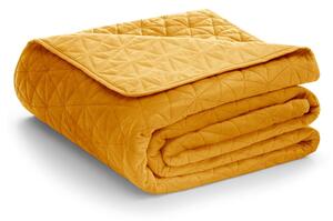Copriletto giallo in velluto con rivestimento trapuntato 240x260 cm Laila – Restilo