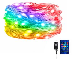 Catena di luci Led Smart 30 metri 300 Led RGBIC Wi-Fi cavo trasparente con telecomando Wisdom