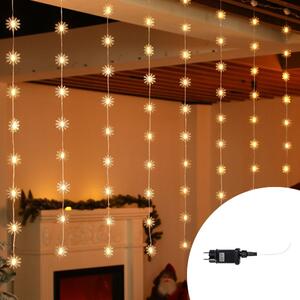 Tenda luminosa con Fiocchi di neve 4 metri 100 Led Bianco Caldo altezza 100cm da interno Wisdom