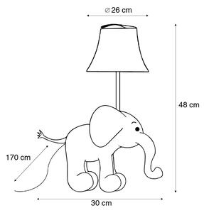 Kinder tafellamp olifant grijs - Bobby