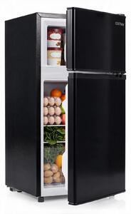 Costway Piccolo frigorifero combinato 100l 7 livelli di temperatura ripiani regolabili, Mini frigo doppia porta con congelatore per ufficio camera e bar Nero